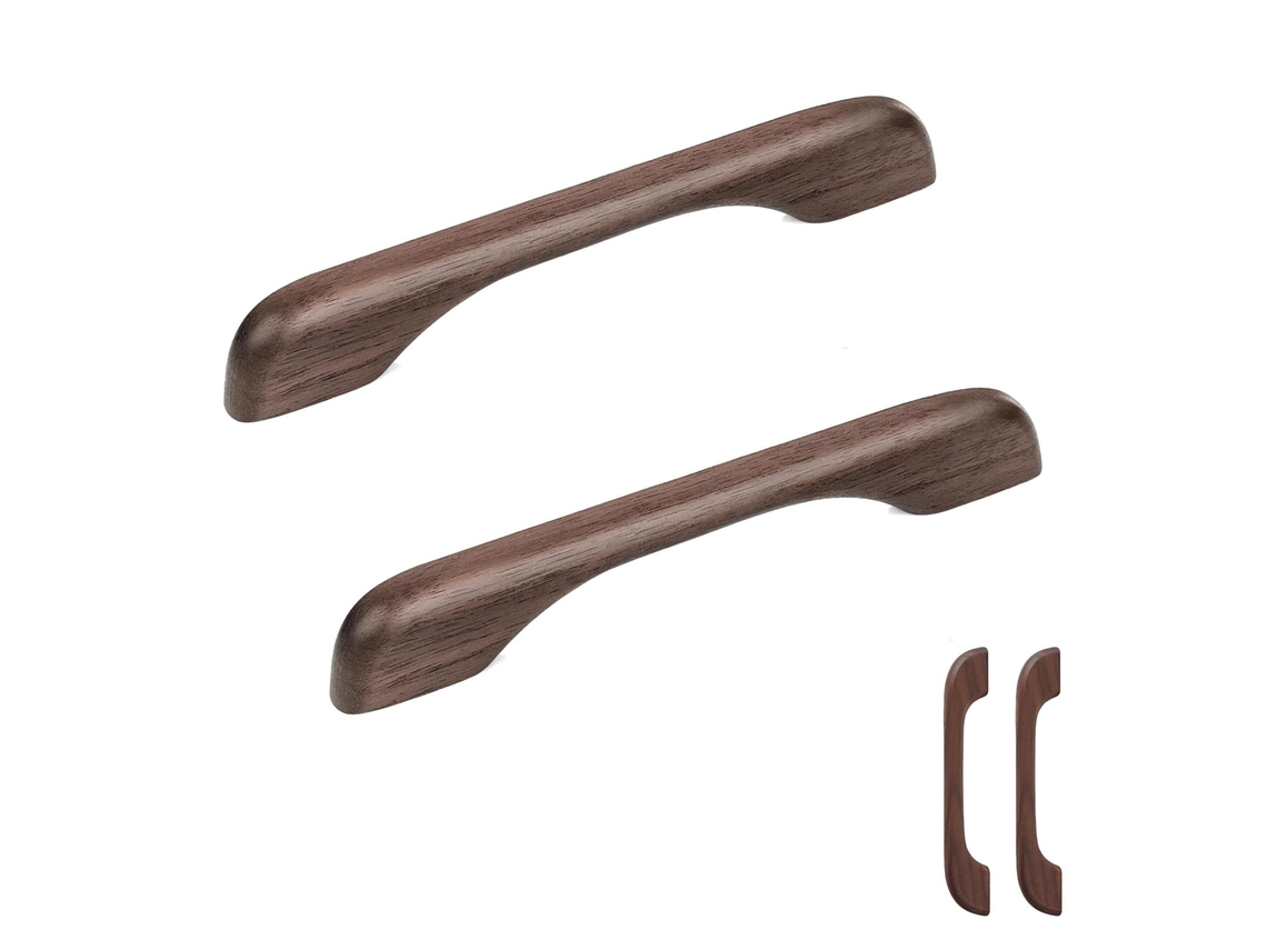 Puxadores Madeira Tom Nogueira Preta 2 Peças 128mm para Armários e Gavetas