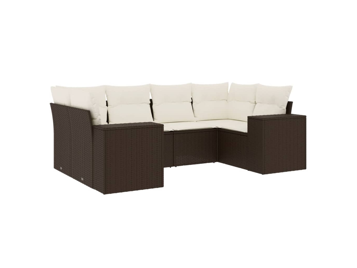 Conjunto de 6 Sofás Jardim com Almofadões Vime Pe Castanho MAISON EXCLUSIVE (80x200 cm)