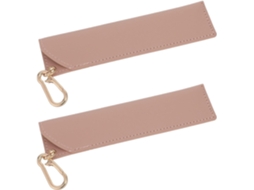 Estojo Para Canetas Em Couro Pu Rosa, Conjunto De 2 Peças Com Mosquetão, Compartimento Duplo Portátil Stylus
