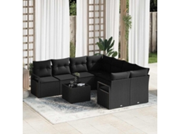 Vidaxl Conjunto De Sofás 9 Unid. 8-número De Lugares Preto Polirattan