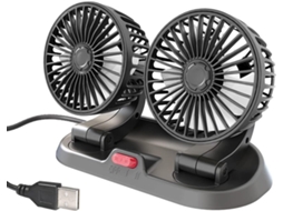 Ventilador Elétrico De Carro Com Duas Cabeças, Velocidade Ajustável, Giratório, Portátil, Com Alimentação Por Isqueiro