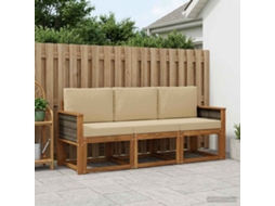 Vidaxl Conjunto De Sofás Para Exterior Com Almofada 3 Pcs Natural