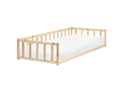 Cama Infantil De Chão Em Pinho Beliani Auribeau De Madeira De Pinho Castanho Claro 90x200