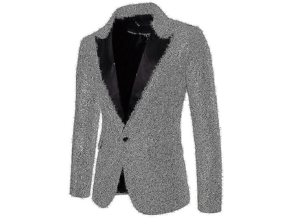 Jaqueta De Traje Masculino Formal Para Casamento, Inverno E Primavera, Manga Longa, Gola Notched Cor Prata