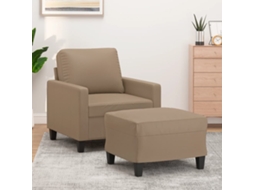 Vidaxl Poltrona Com Apoio De Pés 60 Cm Couro Artificial Cappuccino