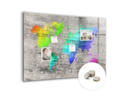 Quadro De Vidro Magnético Mundo Mapa Para A Sala De Estar Espelharte (100x70 Cm)
