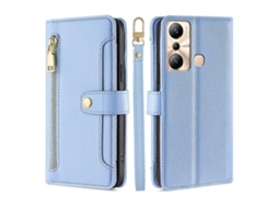 Capa De Celular Carteira Transversal Com Zíper E Textura De Carneiro Para Infinix Hot 20i