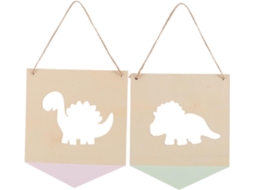 Suporte Relógio Madeira 2 Peças Adoráveis Dinossauros Decoração Parede Nórdica Quartos Meninos Meninas GOKOCO