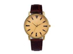 Relógio de pulso analógico de quartzo clássico vintage unissex dourado