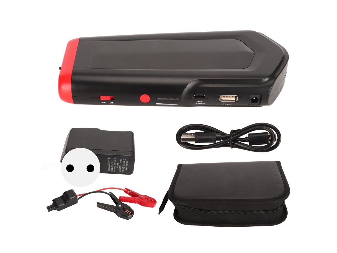 Iniciador de Carro Portátil 12000mah 1000a com Luz Led e Função Sos Pos