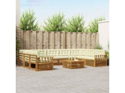 Vidaxl Conjunto De Sofás Para Exterior 10 Pcs Natural E Creme