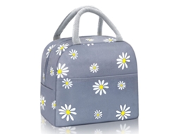 Lancheira Térmica 2026 com Bolso Frontal, Impermeável e Portátil (Cinza Margarida)