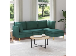 Vidaxl Conjunto De Sofá Modular Com Armazenamento 4 Unid. Verde-escuro