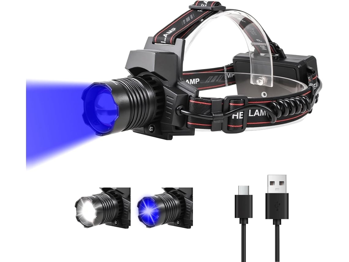 Lanterna De Cabeça Led Chronus Com Luz Branca E Azul Usb-c E Foco Ajustável