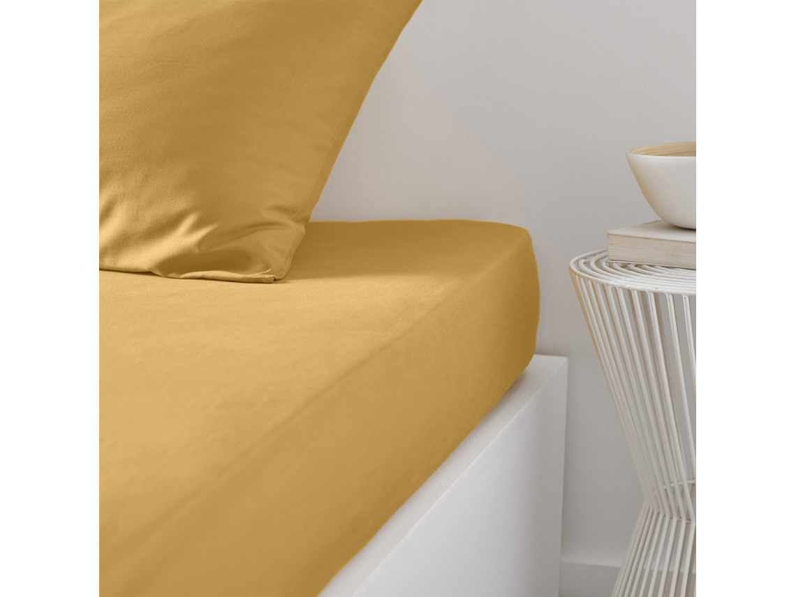 Lençol Inferior MEVAK LIVING Amarelo (Algodão - 160x200 cm)