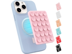 Suporte Magnético Com Ventosa Para Celular, Compatível Com Capas Magsafe, Em Silicone Aderente Para Iphone_xx Rosa.