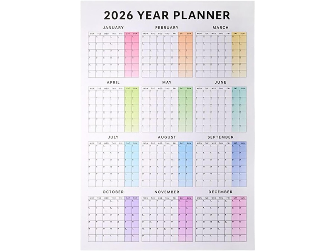 Calendário De Parede 2026– Planejador Mensal Grande De 12 Meses, Organizador Vertical Para Pendurar| Ideal