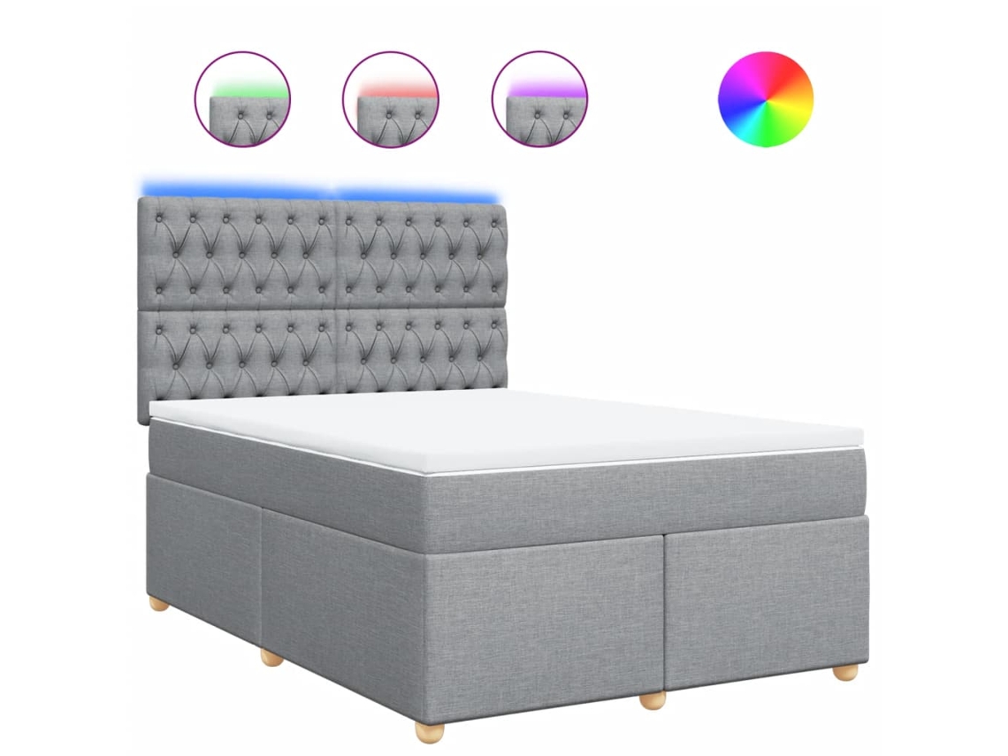 Box Spring Bed, Box Spring Beds Vidaxl Cinzeto Tecido (140 X 200 Cm)