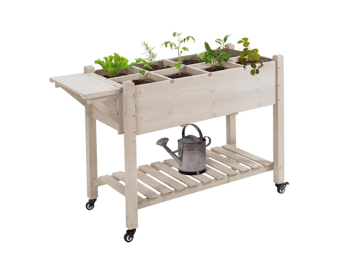 Vaso externo de 8 seções com prateleira lateral e de madeira de abeto (123x54x87cm) | S/MARCA