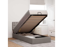 Estrutura De Cama Otomana Com Colchão Tecido Cinzento 90x190cm
