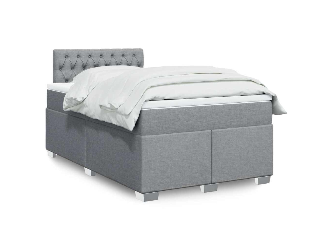 Vidaxl Cama Boxspring Com Colchão 120x190 Cm Tecido Cinzento-claro