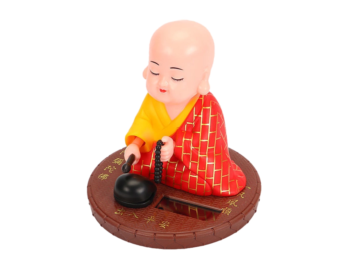 Estátua de Buda Baok, ornamento solar, pequeno monge com cabeça móvel, para carro e casa, presente de Ano Novo Chinês, vermelho.