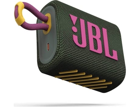 Coluna Bluetooth JBL Go 3 (Autonomia: até 5 h - GreenPink)