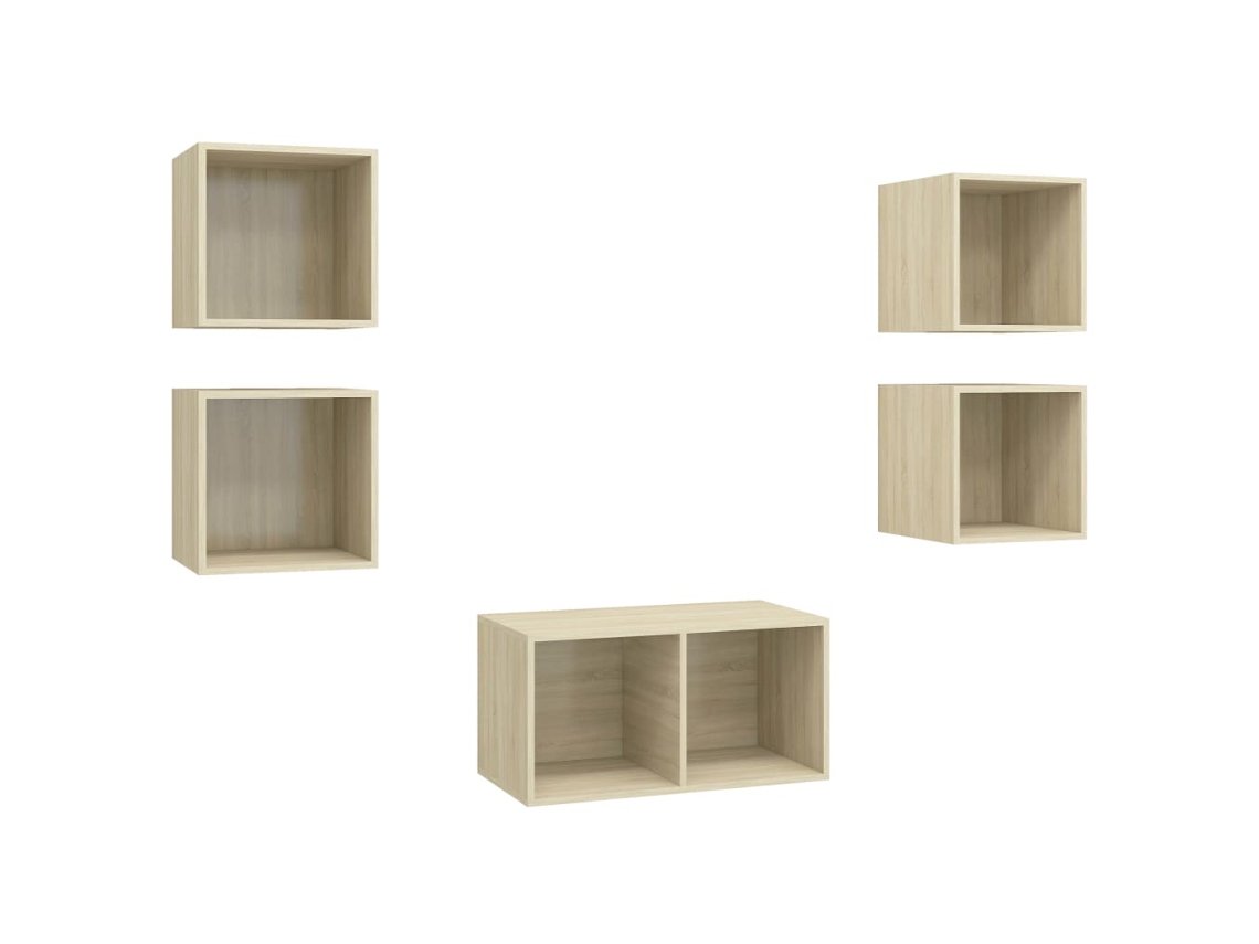 Tv Cabinet Set, Tv Cabinet Sets Vidaxl Marrom Madeira Processada (n/a)