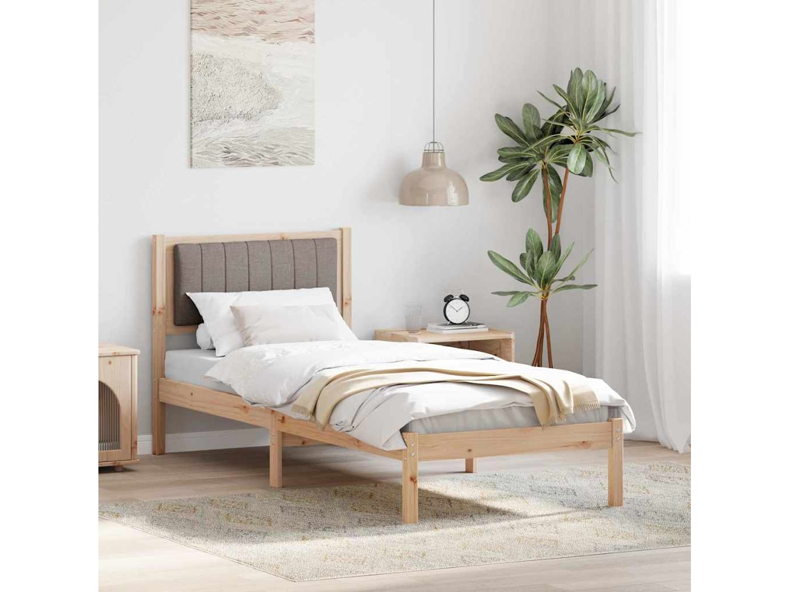 Vidaxl Estrutura De Cama Com Cabeceira Estofada Cinzento-acastanhado