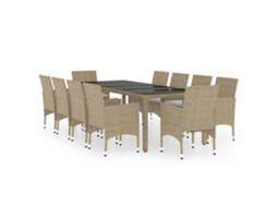 Garden Dining Set, Garden Dining Sets Vidaxl Bege Rattan / Vime (250 Cm Table Length)