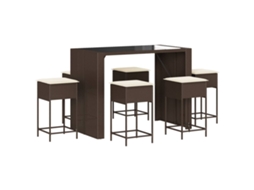 Maison Exclusive - 7 Pcs Conjunto De Bar P/ Jardim C/ Almofadões Vime Pe Castanho