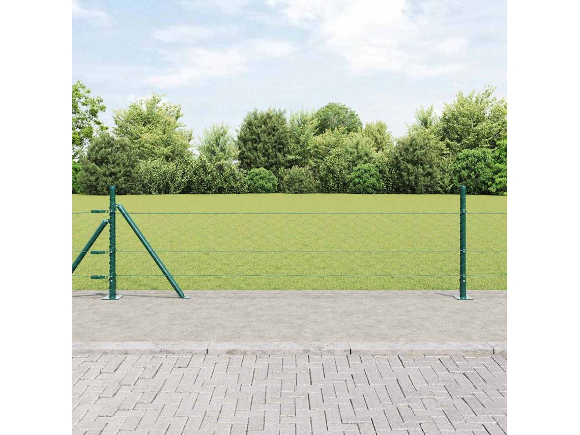 Vidaxl Cerca Hexagonal Com Base De Concreto 10 X 0,4 M Verde Malha