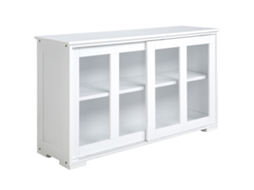 Aparador Mdf e Vidro Temperado Cor Branco 107x33x62,5 cm Homcom