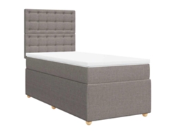 Cama com Molas e Colchão Tecido Castanho Acinzentado MAISON EXCLUSIVE (90x200 cm)