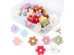 20 a 30 peças de tachinhas decorativas em formato de flor para quadros, avisos, mapas e fotos. Ideais para exibir mensagens e fotos.