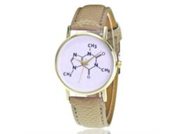 Relógio de Pulso Feminino de Quartzo com Pulseira Pu Casual Presente Khaki