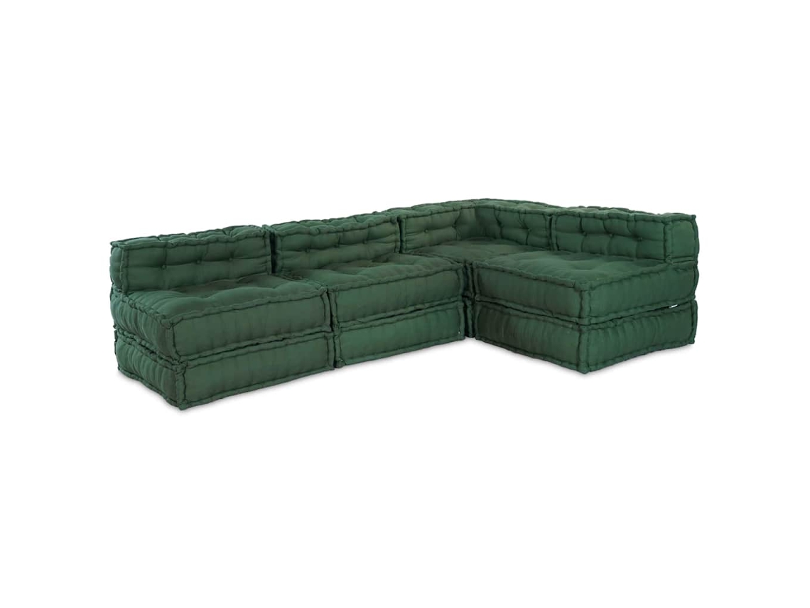 Vidaxl Unidade De Sofá Modular Tecido Verde 210 X 140 X 56 Cm