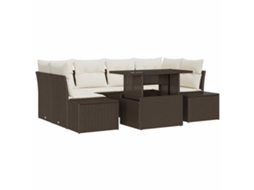 Maison Exclusive - Conjunto De Sofá De Jardim Com Almofada 7 Pcs Marrom E Creme