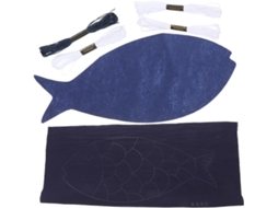 Kit de Costura para Porta Copos Sashiko com Estampa Peixe Adultos e Iniciantes. Completo Bordado CHABERLU