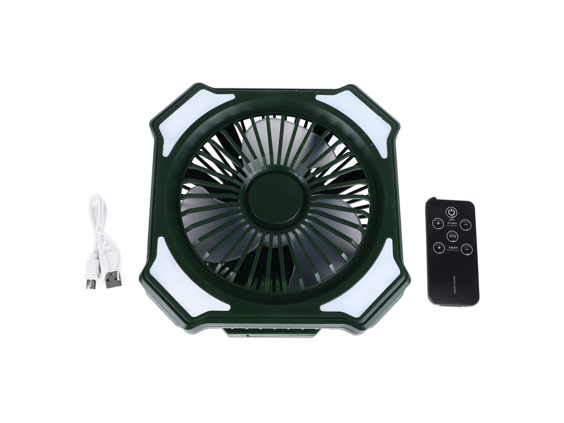 Ventilador Camping Lanterna Led 10000mah Recarregável Verde