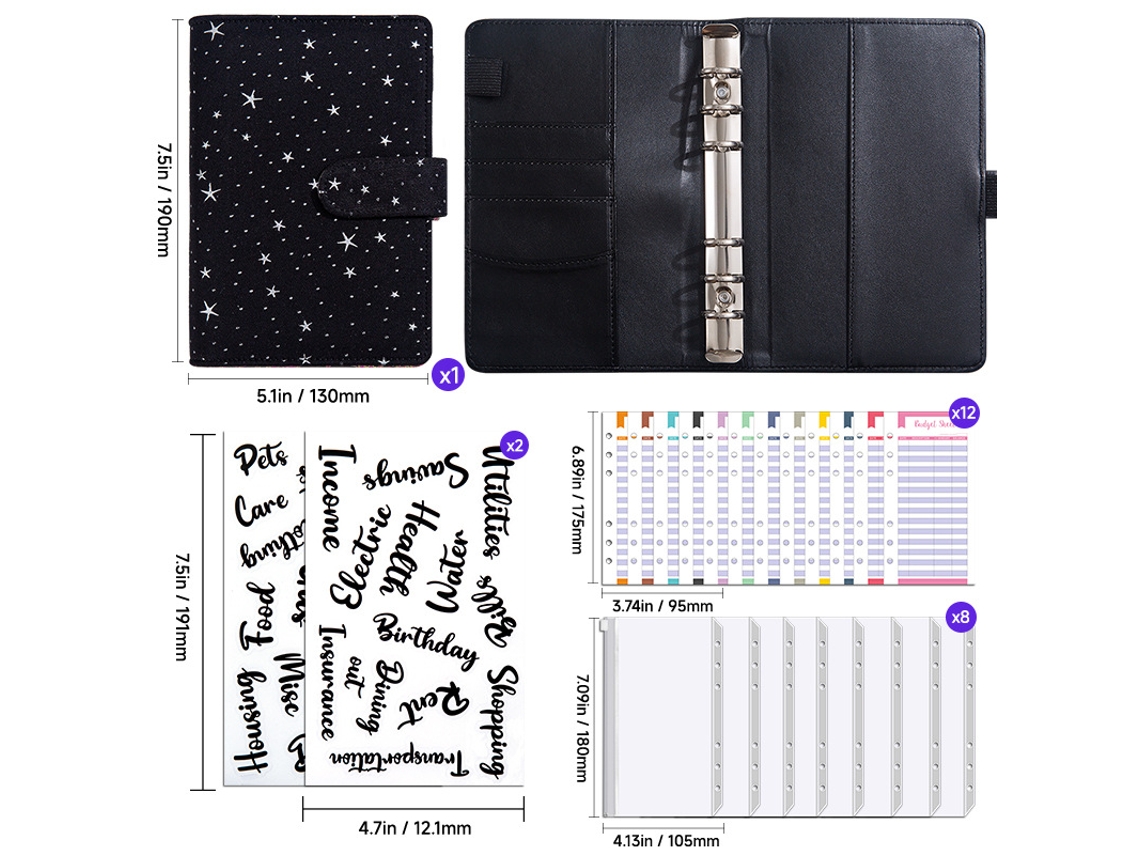 Star Pattern Loose Leaf Notebook A6 A5 Detachable Refillable Journal For Students Office Planner Standard Gift Set