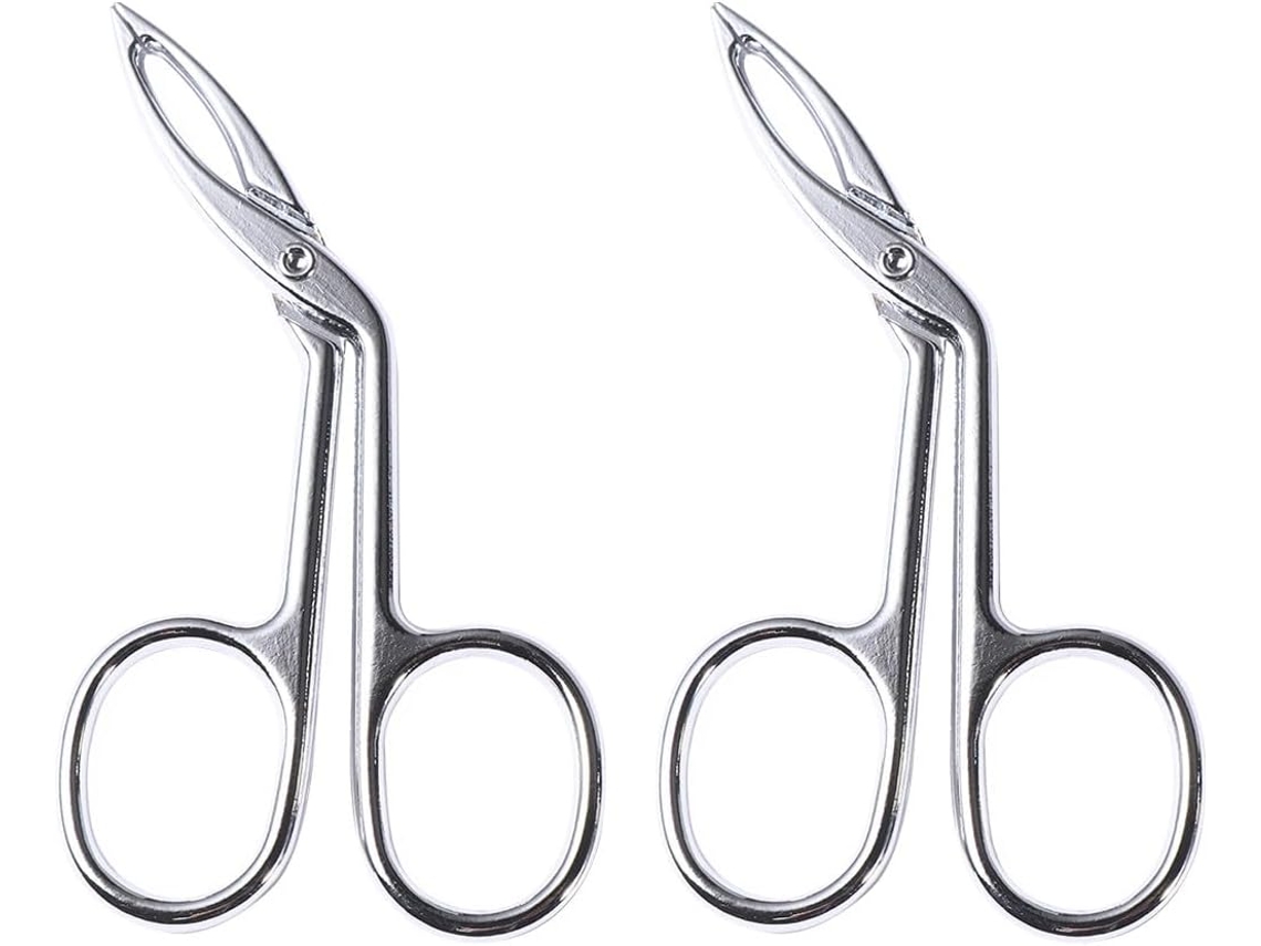 Pinça Para Sobrancelhas Com Pontas Oblíquas, Conjunto De 2 Unidades, Aço Inoxidável