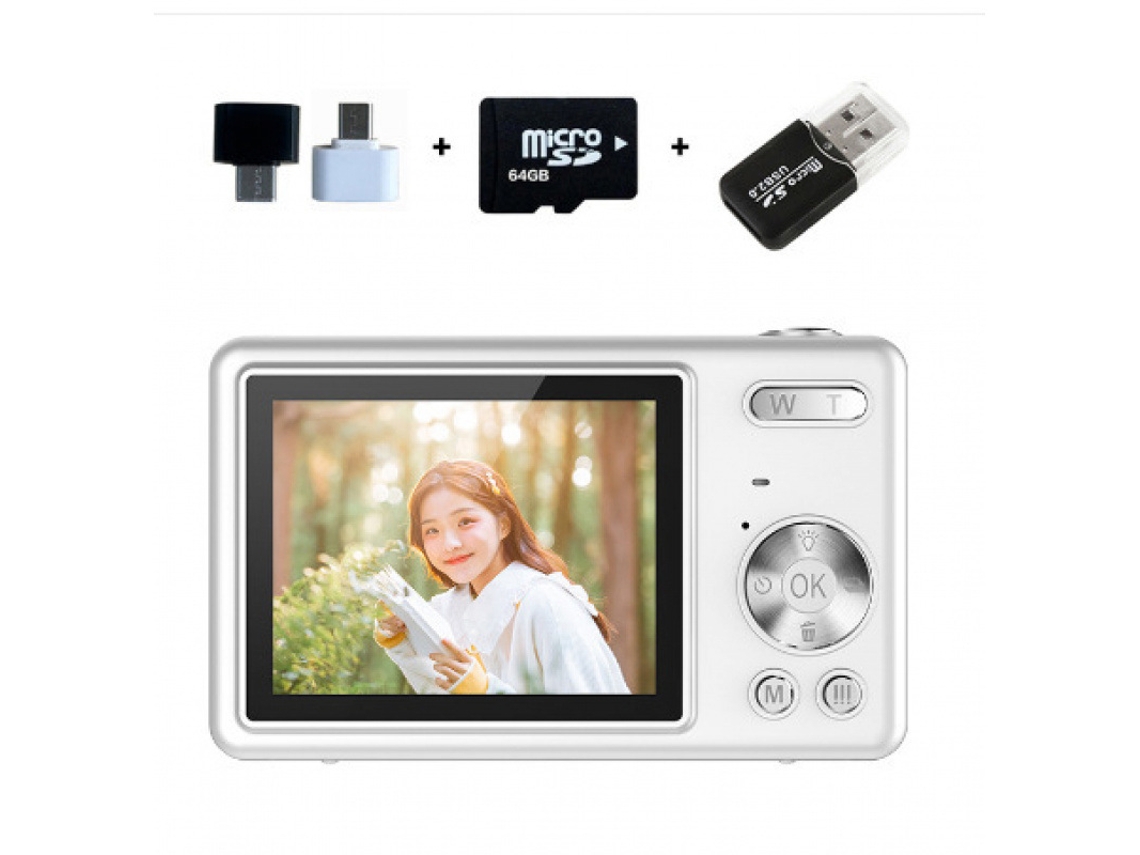 Câmara Digital Tela Lcd De 2,4 Polegadas Com Zoom De 16x E Resolução Hd 1080p (branca - Cartão De 64 Gb) Cuich