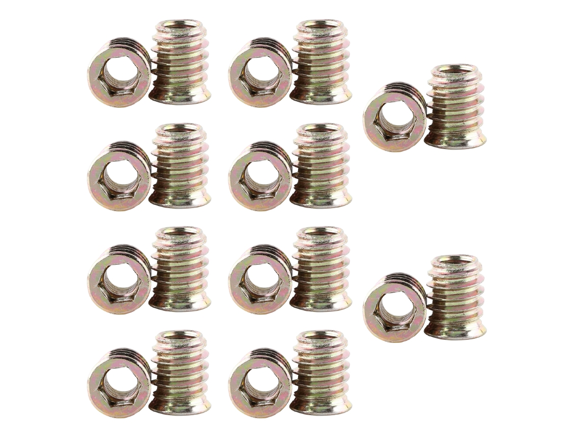 Pacote Com 20 Insertos Roscados Hexagonais De Liga De Zinco, M8 17mm, Porcas De Fixação Para Móveis
