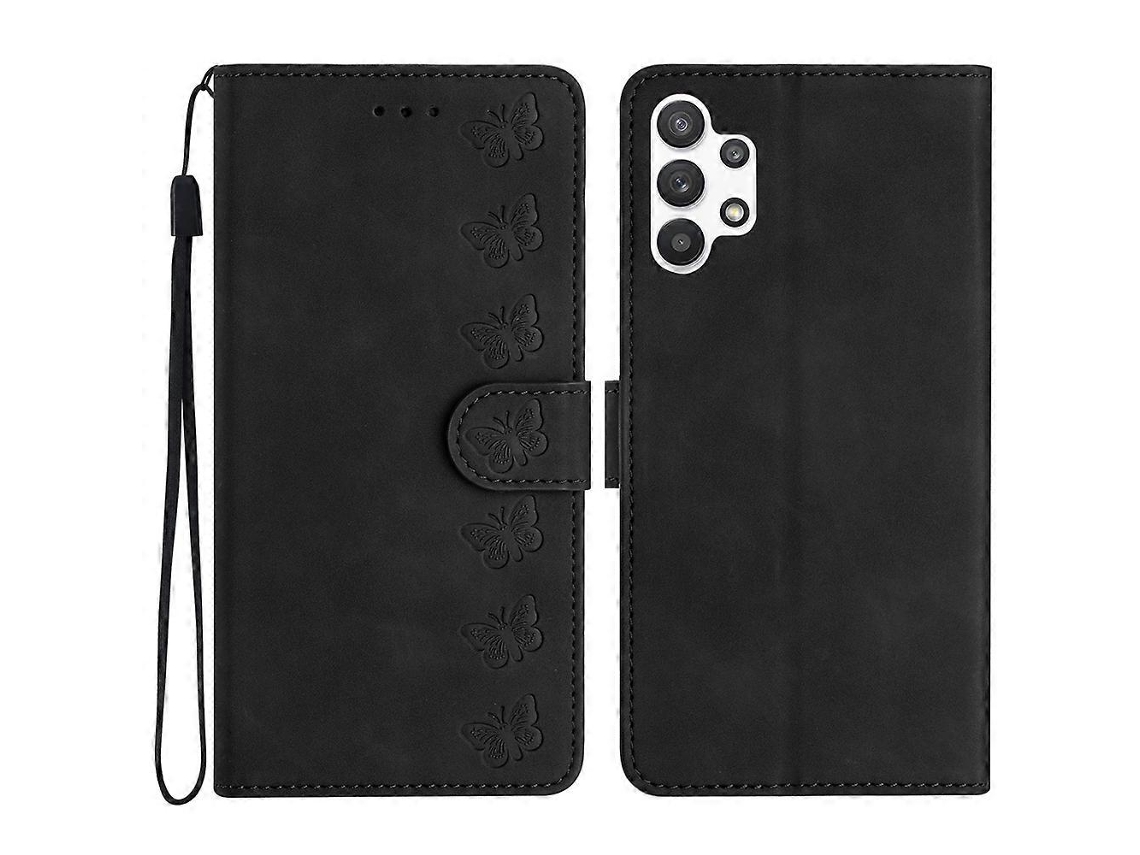 Capa De Couro Com Relevo De Sete Borboletas Para Celular