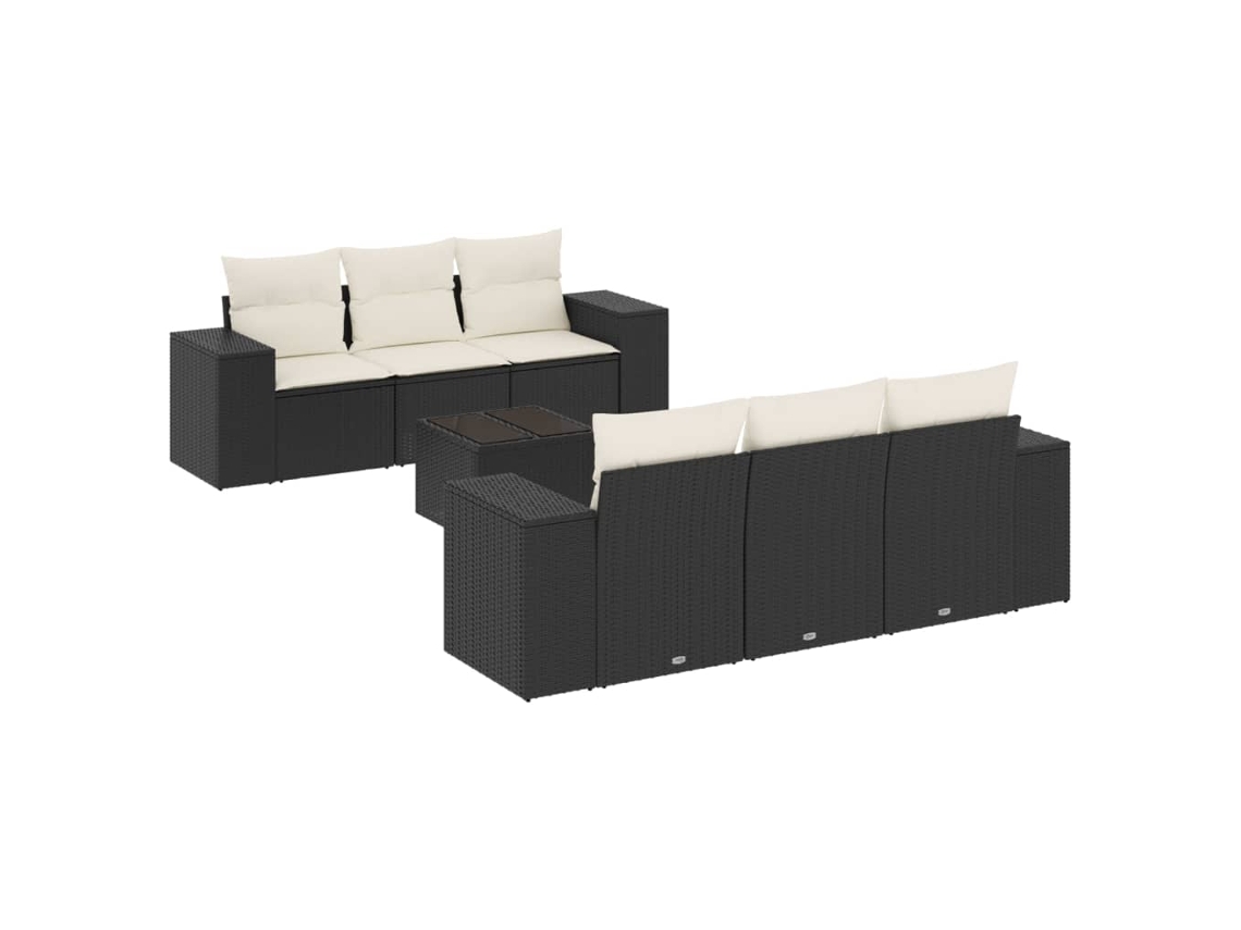 Maison Exclusive - 7 Pcs Conjunto De Sofás P/ Jardim C/ Almofadões Vime Pe Preto