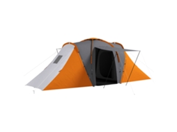 Tenda Túnel Camping 4-6 Pessoas 2 Quartos Sala Estar Impermeável 2000mm Cinza Laranja