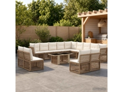 Vidaxl Conjunto De Sofá De Jardim 14 Unid. Cinzento Vime Pe