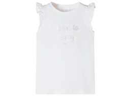 T-shirt P/ Criança Manga Com Folhos Branco 116