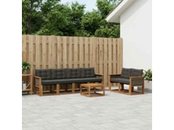 Vidaxl Conjunto De Sofás Para Exterior 7 Unid. Natural E Preto